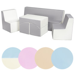 Conjunto de muebles para niños polipiel: 2x sillón + sofá + sofá-cama